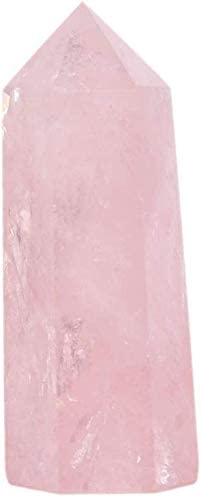 Natural Rose Quartz Gemstone Healing Crystal Hexagonal Pointed Reiki Chakra Faceted Prism Wand Carved Stone Figurine Home Decor