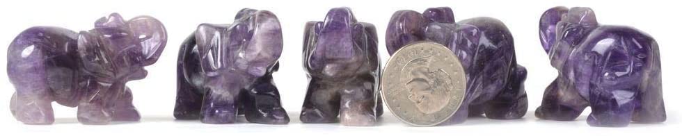 Carved Natural Amethyst Elephant Healing Guardian Statue Figurine Crafts 2 inch
