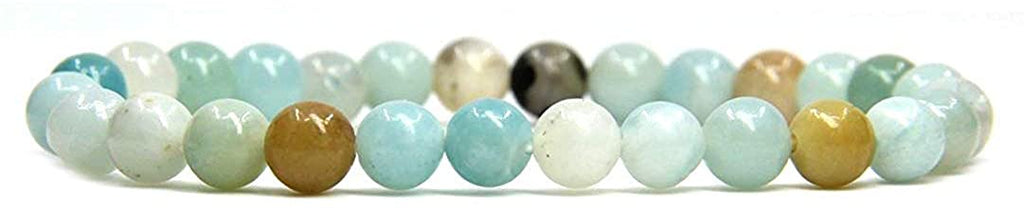 Natural Multicolor Amazonite Gemstone 6mm Round Beads Stretch Bracelet 7" Unisex