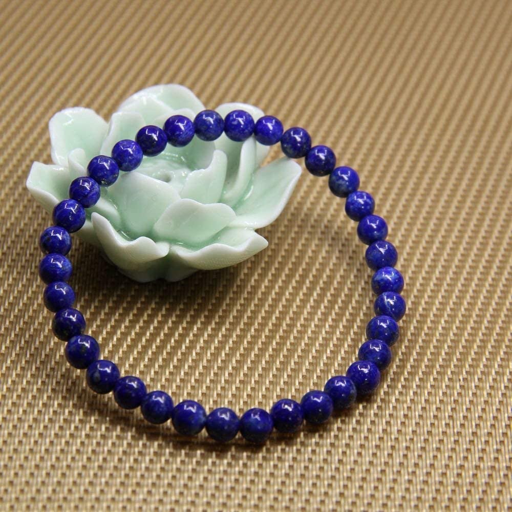 Natural A Grade Lapis Lazuli Gemstone 6mm Round Beads Stretch Bracelet 7" Unisex