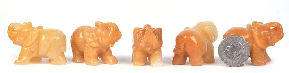 Carved Natural Yellow Jade Gemstone Elephant Healing Guardian Statue Figurine Crafts 2 inch