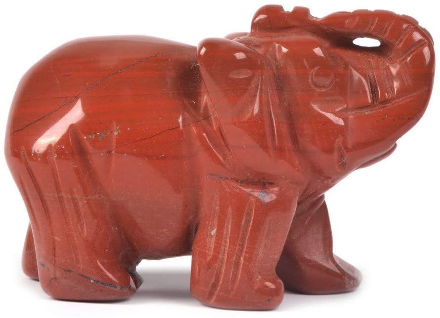 Carved Natural Red Jasper Gemstone Elephant Healing Guardian Statue Figurine Crafts 2 inch