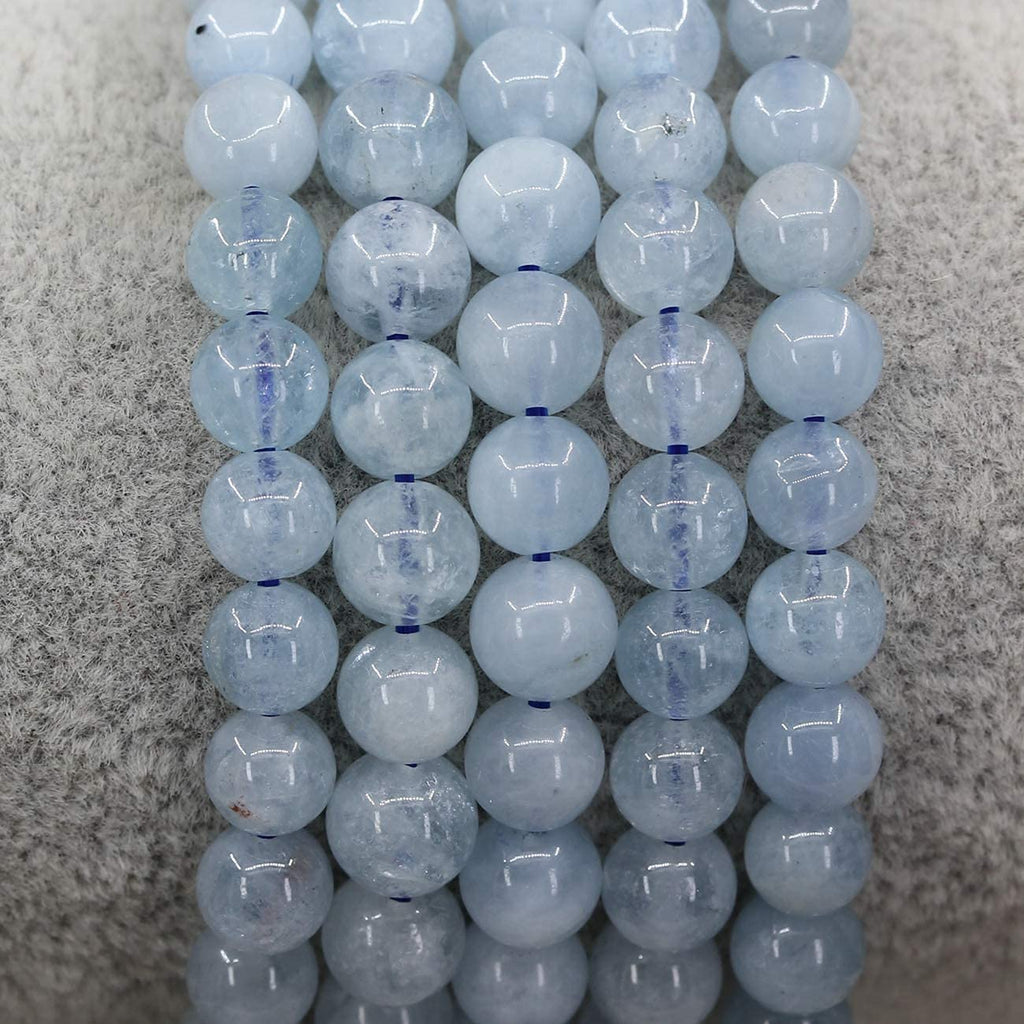 Natural A Grade Aquamarine Gemstone 6mm Round Beads Stretch Bracelet 7" Unisex