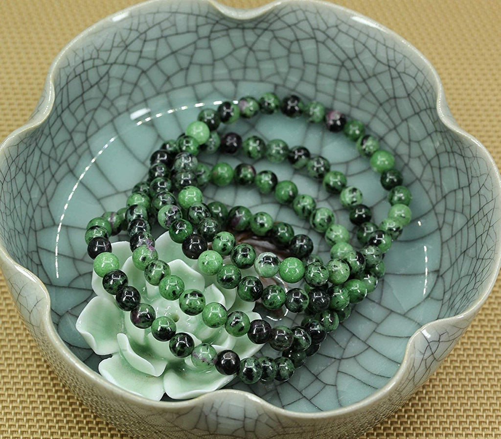 Natural Ruby In Zoisite 6mm Round Beads Stretch Bracelet 7" Unisex