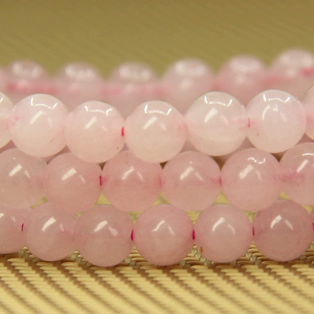 Natural Rose Crystal Gemstone 6mm Round Beads Stretch Bracelet 7" Unisex
