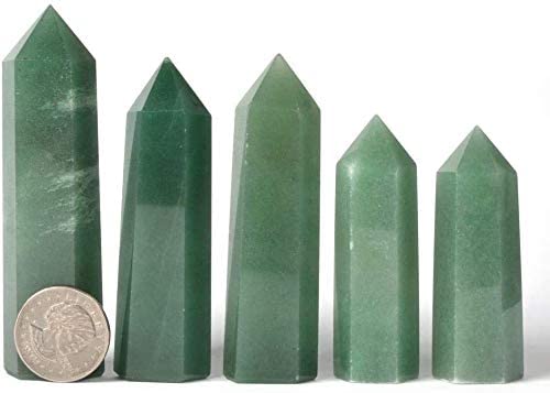 Natural Green Aventurine Gemstone Crystal Hexagonal Pointed Reiki Chakra Faceted Prism Wand Stone Home Decor