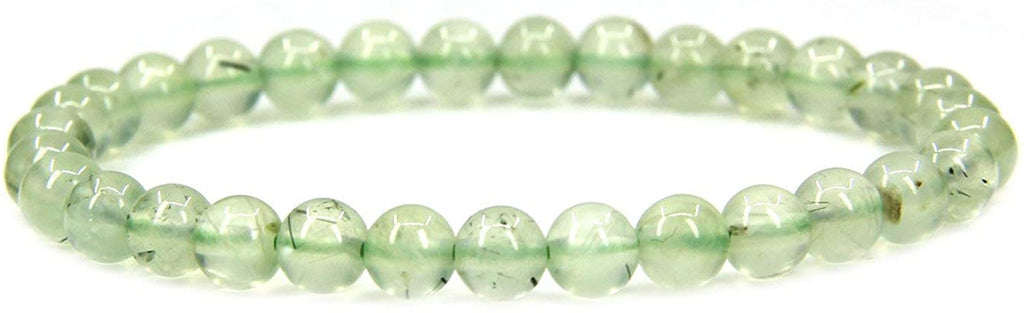 Natural Prehnite Gemstone 6mm Round Beads Stretch Bracelet 7" Unisex