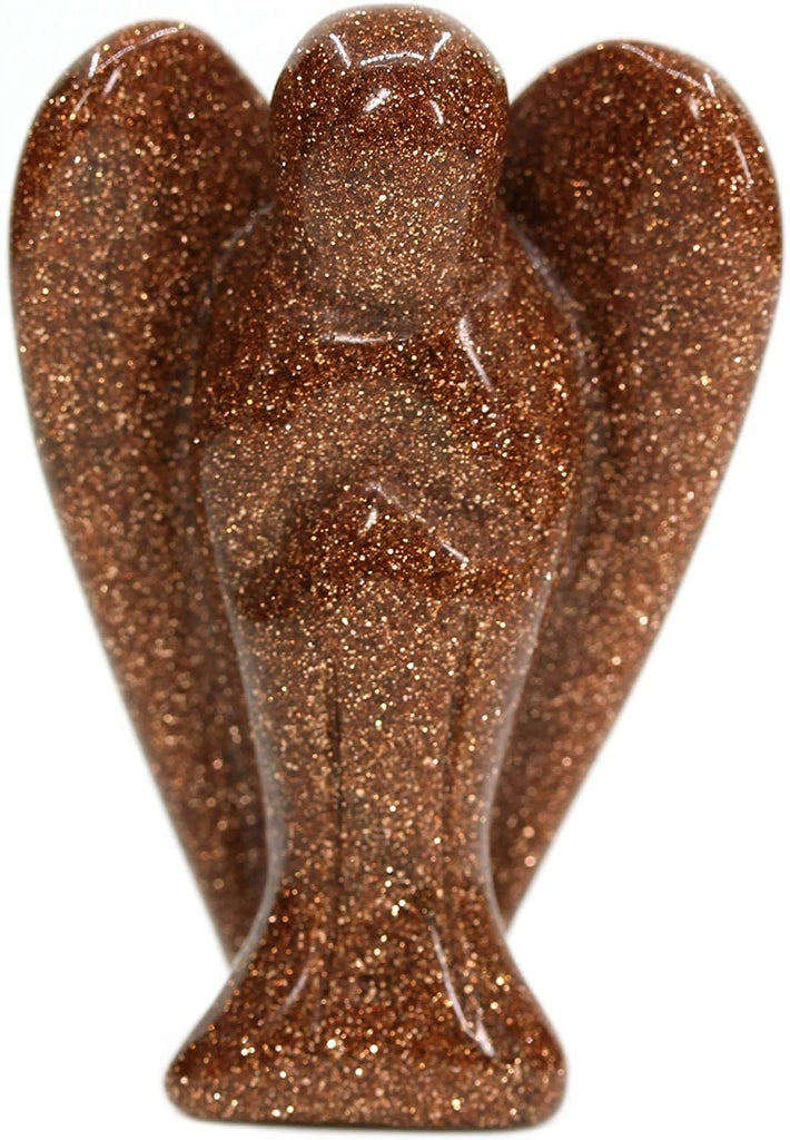Synthetic Golden Sandstone Gemstone Peace Angel Pocket Guardian Angel Healing Statue 2 inch