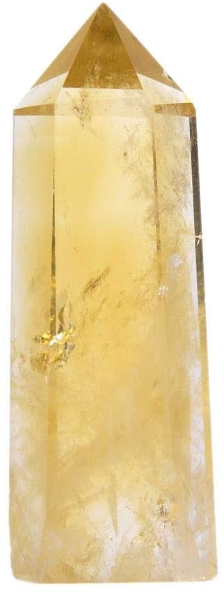 Natural Citrine Gemstone Healing Crystal Hexagonal Pointed Reiki Chakra Faceted Prism Wand Carved Stone Figurine Home Decor