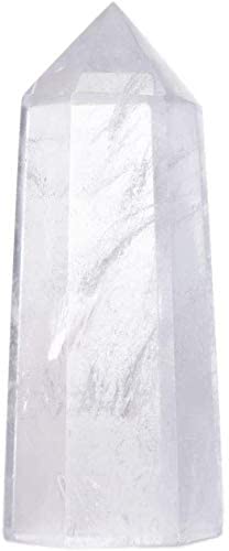 Natural Clear Quartz Gemstone Healing Crystal Hexagonal Pointed Reiki Chakra Faceted Prism Wand Carved Stone Figurine Home Decor
