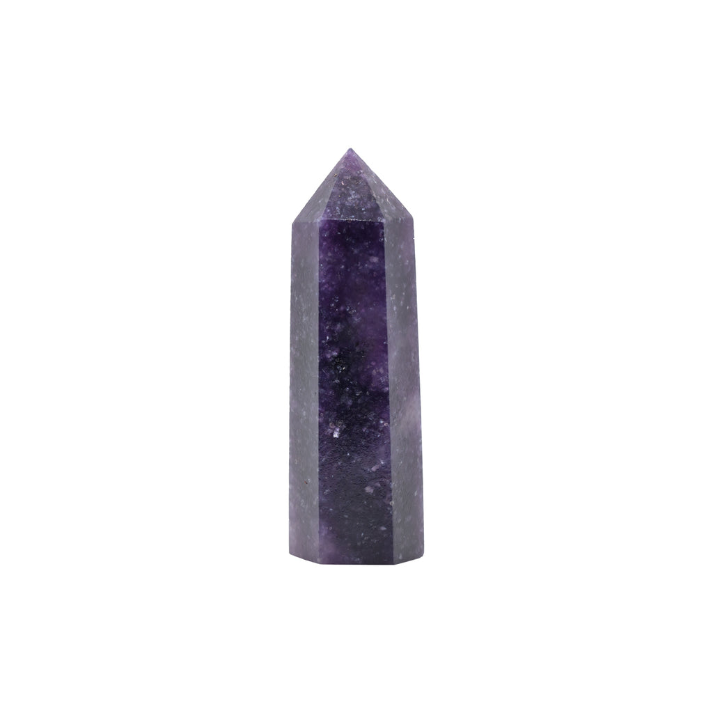 Angelstones Natural Lepidolite Lithium Mica Gemstone Healing Crystal Hexagonal Pointed Reiki Chakra Faceted Prism Wand Carved Stone Figurine Home Decor