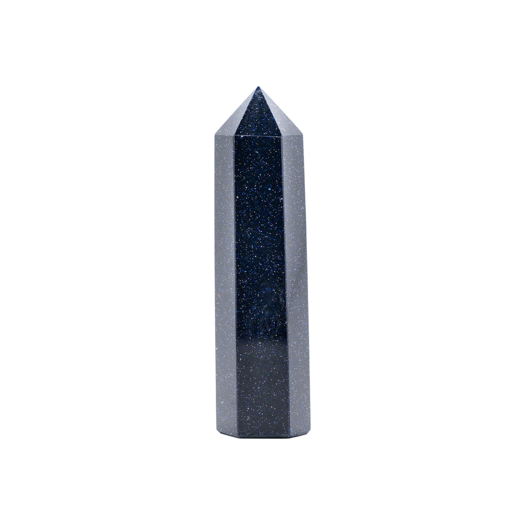 Angelstones Natural Blue Sandstone Gemstone Healing Crystal Hexagonal Pointed Reiki Chakra Faceted Prism Wand Carved Stone Figurine Home Decor