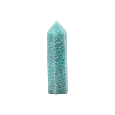 Angelstones Natural Blue Amazonite Gemstone Healing Crystal Hexagonal Pointed Reiki Chakra Faceted Prism Wand Carved Stone Figurine Home Decor