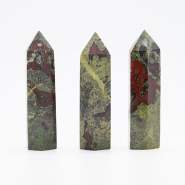 Angelstones Natural Dragon Blood Jasper Gemstone Healing Crystal Hexagonal Pointed Reiki Chakra Faceted Prism Wand Carved Stone Figurine Home Decor