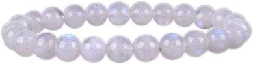 Natural White Moonstone Gemstone 8mm Round Beads Stretch Bracelet 7 Inch Unisex