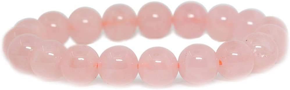 Natural Rose Quartz Gemstone 10mm Round Beads Stretch Bracelet 7 Inch Unisex
