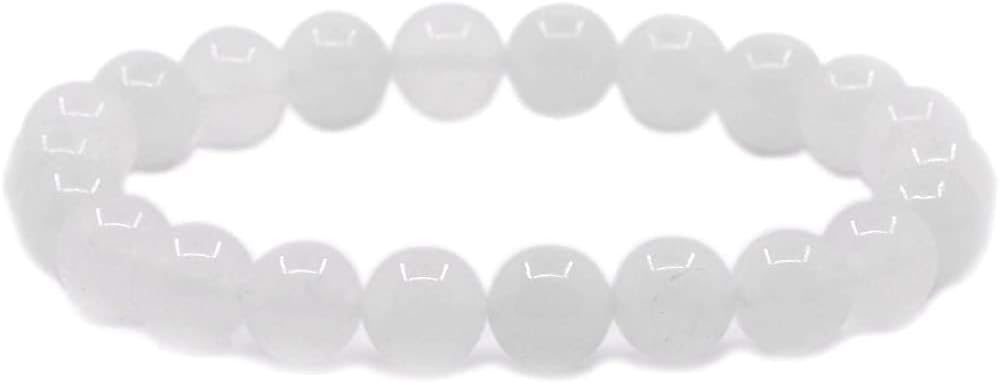 Natural White Quartz Gemstone 8mm Round Beads Stretch Bracelet 7 Inch Unisex