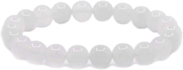 Natural White Quartz Gemstone 8mm Round Beads Stretch Bracelet 7 Inch Unisex