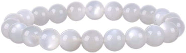 Angelstones Natural White Sunstone Gemstone 8mm Round Beads Stretch Bracelet 7inch Unisex