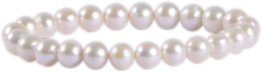 Natural Genuine White Pearl Gemstone 8mm Round Beads Stretch Bracelet 7 Inch Unisex