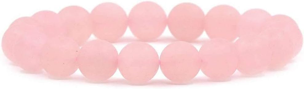 Natural Matte Rose Quartz Gemstone 10mm Round Beads Stretch Bracelet 7 Inch Unisex