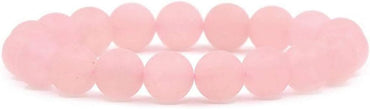 Natural Matte Rose Quartz Gemstone 10mm Round Beads Stretch Bracelet 7 Inch Unisex