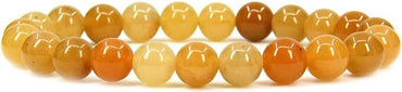 Natural Multicolor Yellow Jade Gemstone 8mm Round Beads Stretch Bracelet 7inch Unisex