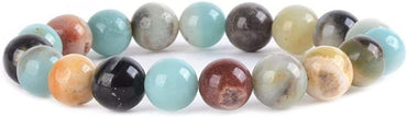 Angelstones Natural Multi-Color Amazonite Gemstone 10mm Round Beads Stretch Bracelet 7 Inch Unisex