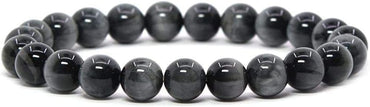 Natural Hawk's Eye Quartz Gemstone 8mm Round Beads Stretch Bracelet 7 Inch Unisex