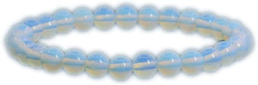 Angelstones Synthetic Opalite Moonstone Glass 6mm Round Beads Stretch Bracelet 6.5 Inch
