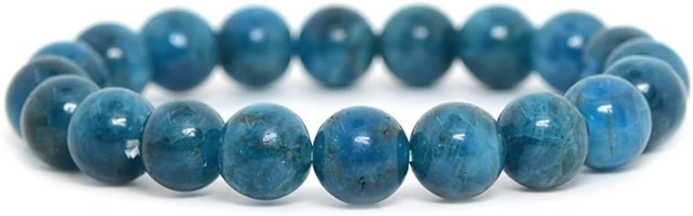 Natural Apatite Gemstone 10mm Round Beads Stretch Bracelet 7inch Unisex