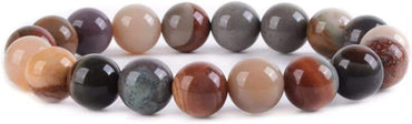 Natural Succor Creek Jasper Gemstone 10mm Round Beads Stretch Bracelet 7inch Unisex