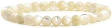 Natural Mother Of Pearl Shell Gemstone 6mm Round Beads Stretch Bracelet 6.5inch Unisex
