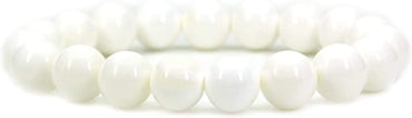 Angelstones Natural Tridacna Shell Genuine Semi-Precious Gemstones Healing 10mm Beaded Stretch Bracelet 7inch Unisex