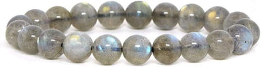 Angelstones Natural A Grade Labradorite Gemstone 10mm Round Beads Stretch Bracelet 7 Inch Unisex