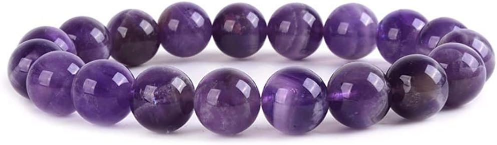 Natural African Amethyst Gemstone 10mm Round Beads Stretch Bracelet 7 Inch Unisex