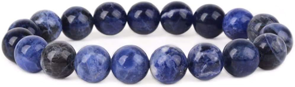 Natural Blue Sodalite Gemstone 10mm Round Beads Stretch Bracelet 7inch Unisex