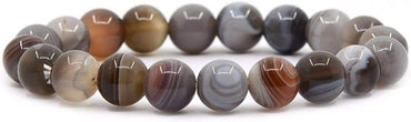 Natural Botswana Agate Gemstone 10mm Round Beads Stretch Bracelet 7inch Unisex