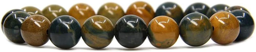 Angelstones Natural Ocean Agate Genuine Semi-Precious Gemstones Healing 10mm Beaded Stretch Bracelet 7inch Unisex