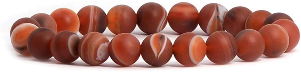 Matt Red Dream Agate Gemstone 8mm Round Beads Stretch Bracelet 7 Inch Unisex