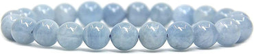 Natural Aquamarine Gemstone 8mm Round Beads Stretch Bracelet 7inch Unisex