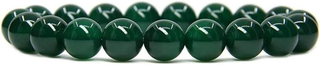 AA Grade Green Agate Gemstones Healing Power Crystal Elastic Stretch Beaded Bracelet 7inch Unisex,10mm Beads