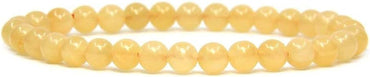 Angelstones Natural Yellow Jade Gemstone 6mm Round Beads Stretch Bracelet 7inch Unisex