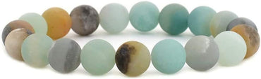 Angelstones Natural Matte Amazonite Gemstone 10mm Round Beads Stretch Bracelet 7 Inch Unisex