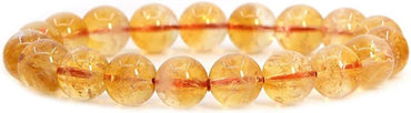 Natural Citrine Gemstone 10mm Round Beads Stretch Bracelet 6.5inch Unisex