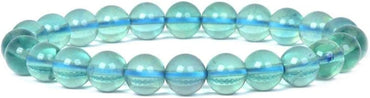 Angelstones Natural Green Fluorite Gemstone 8mm Round Beads Stretch Bracelet 7 Inch Unisex