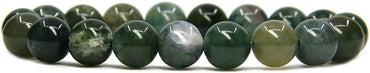 Angelstones Natural Moss Agate Genuine Semi-Precious Gemstones Healing 10mm Beaded Stretch Bracelet 7inch Unisex