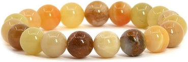 Angelstones Natural Yellow Opal Gemstone 10mm Round Beads Stretch Bracelet 7 Inch Unisex
