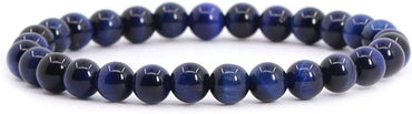 Dyed Blue Tiger Eye Gemstone 6mm Round Beads Stretch Bracelet 6.5inch Unisex