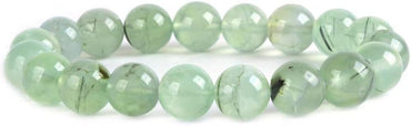Angelstones Natural Green Prehnite Gemstone 10mm Round Beads Stretch Bracelet 7 Inch Unisex